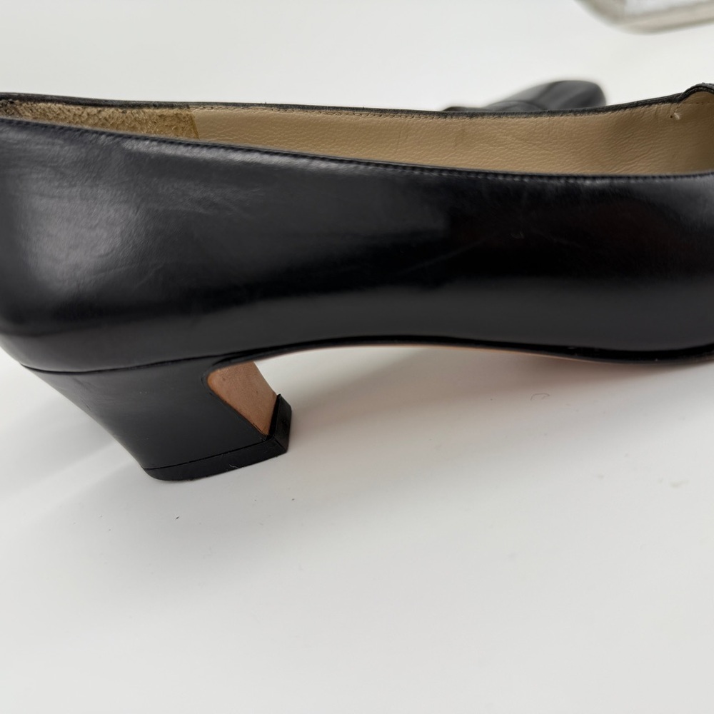 Salvatore Ferragamo Black Leather Low Heel Square Toe Pumps Designer Shoes Sz 6 - Picture 11 of 15